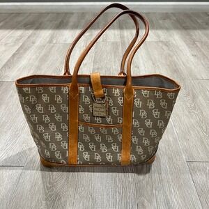Dooney & Bourke Tan and Brown Logo Tote